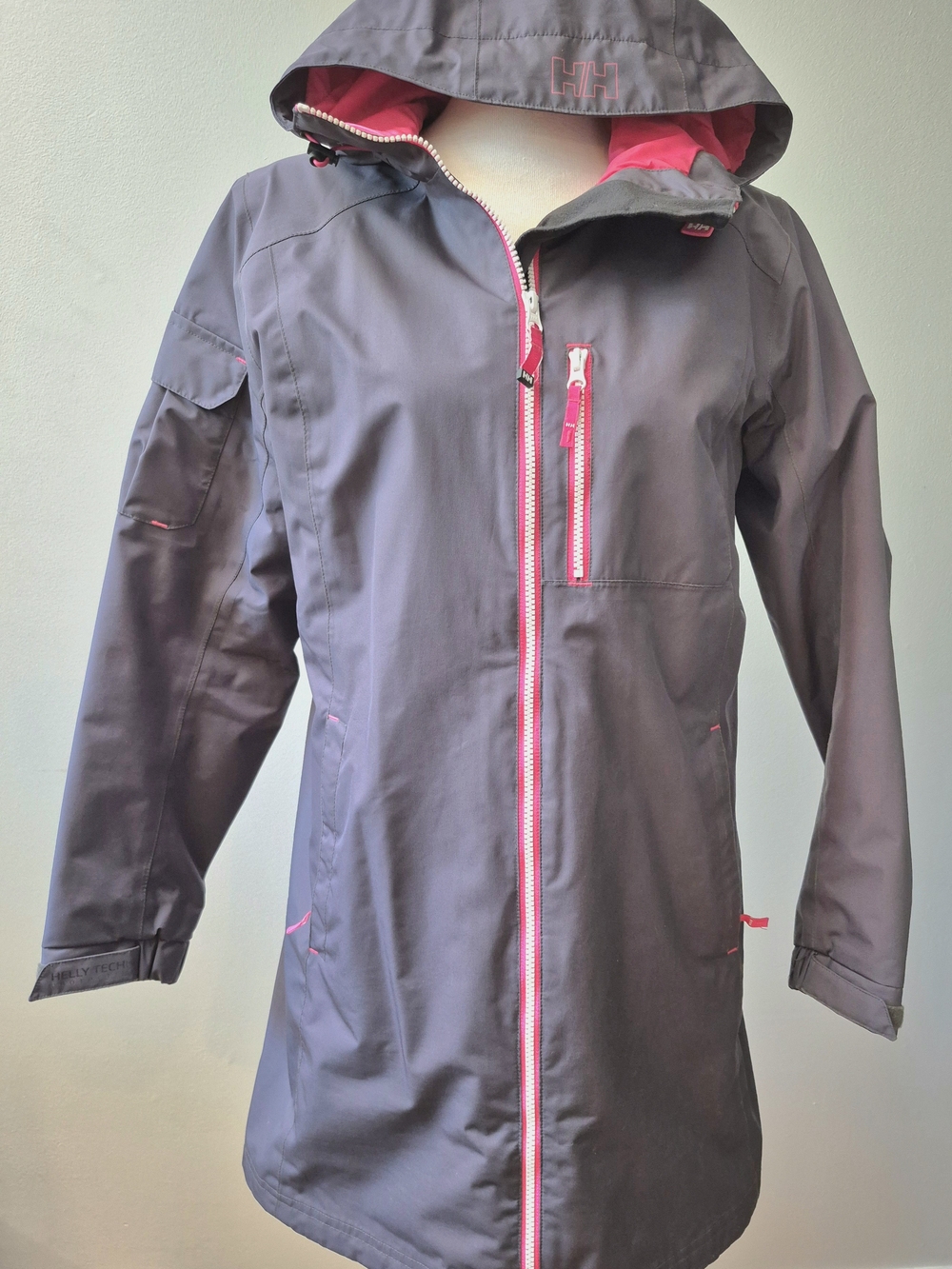 Helly Hansen Gray Shell Jacket with Pink Trim